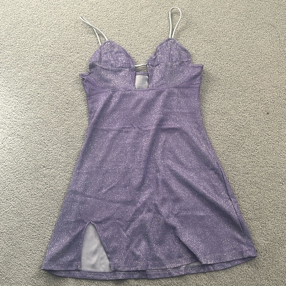 Amazon Lilac Purple Sparkly Mini Dress, Size M
